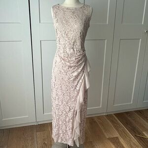 Candalite Sleeveless Evening Gown Lace Slit Prom Dress sz. Small